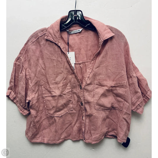 Top Short Sleeve By Zara In Pink, Size: L