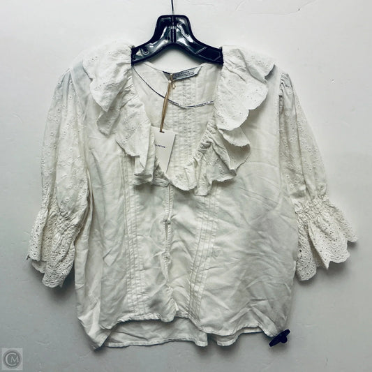 Top Long Sleeve By Zara Women In White, Size: L