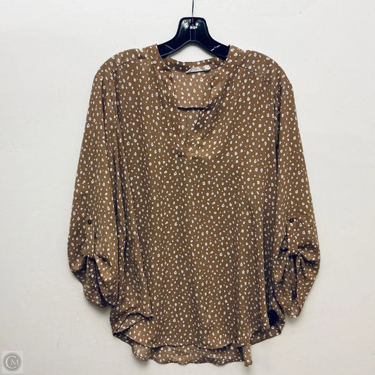 Top Long Sleeve By Lush In Animal Print, Size: Xxl