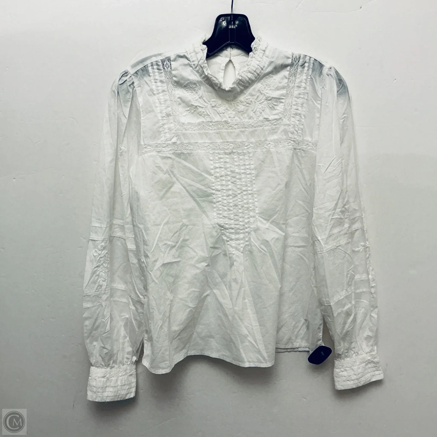 Top Long Sleeve By Gap In White, Size: M
