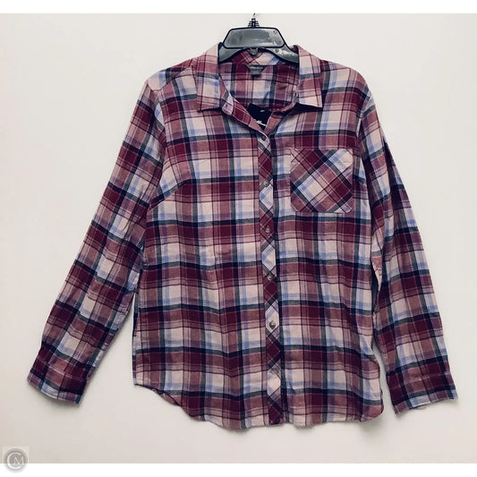 Top Long Sleeve Basic By Eddie Bauer In Plaid Pattern, Size: L