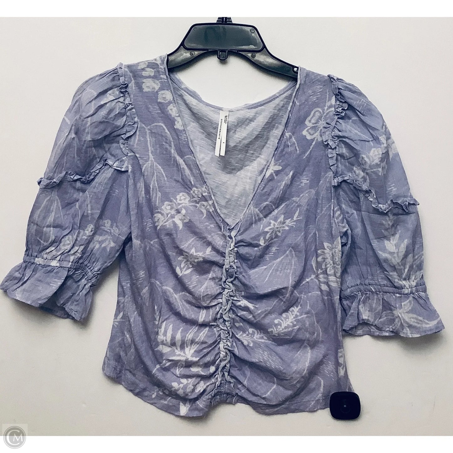 Top Short Sleeve By Anthropologie In Purple, Size: S