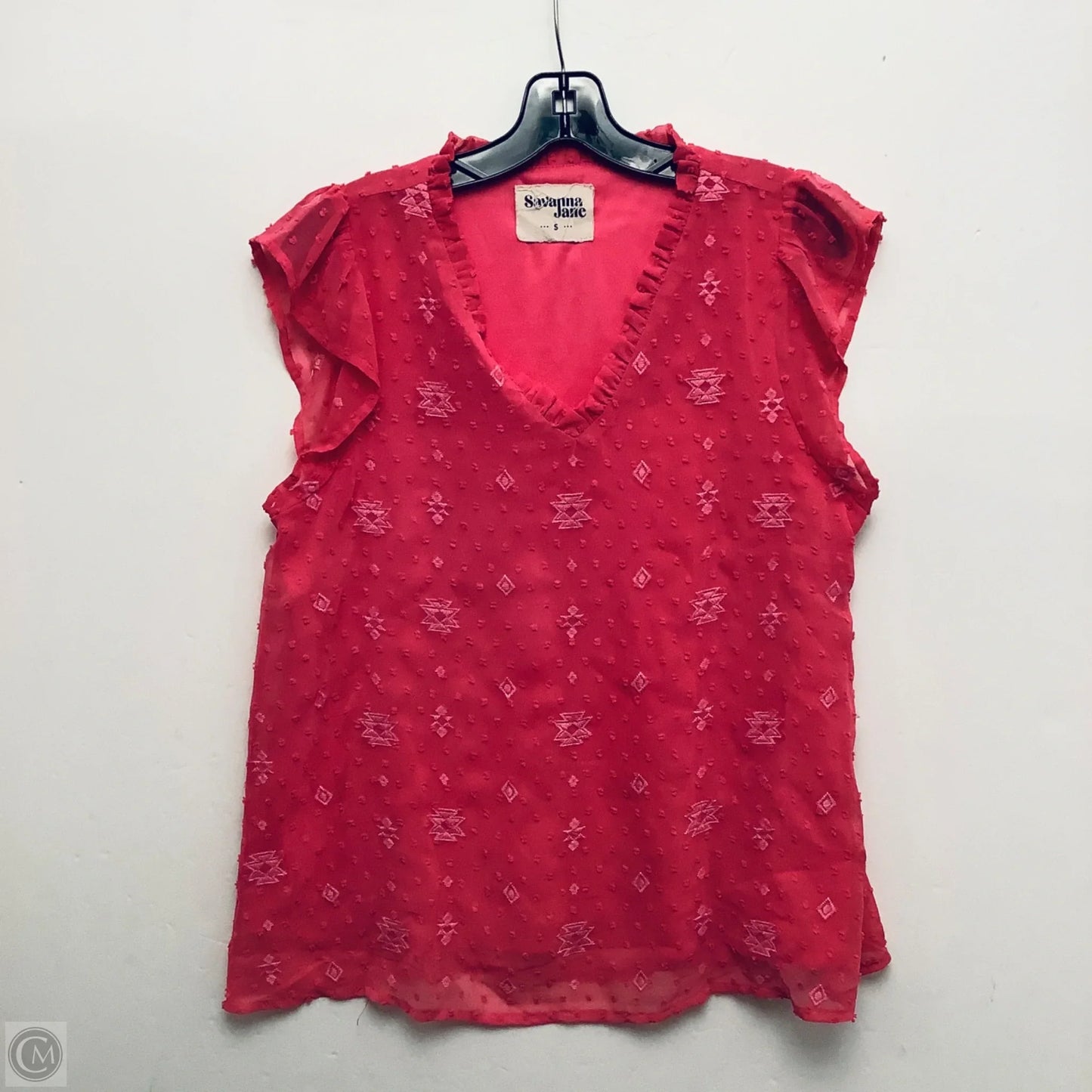 Top Short Sleeve By Savanna Jane In Pink, Size: S