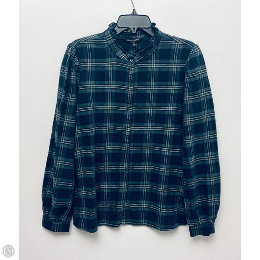 Top Long Sleeve By Banana Republic In Plaid Pattern, Size: L
