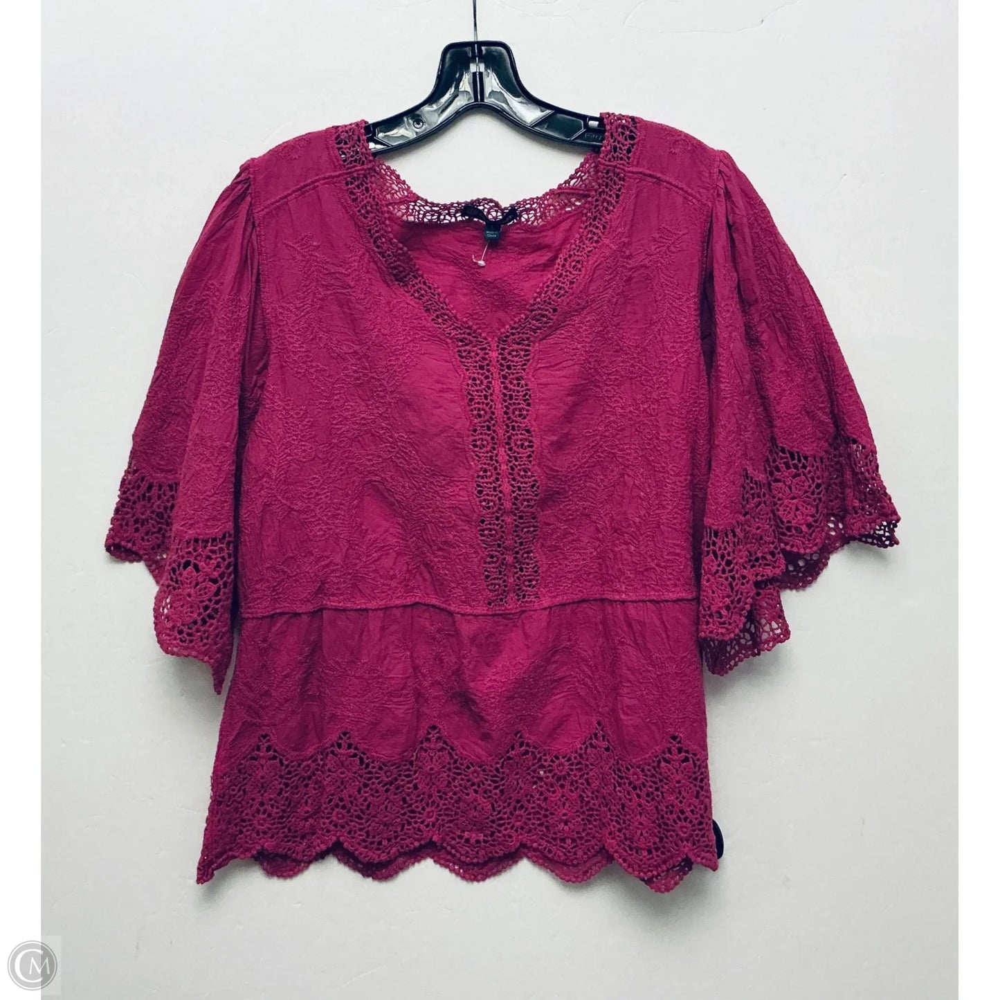 Top Short Sleeve By Democracy In Purple, Size: L