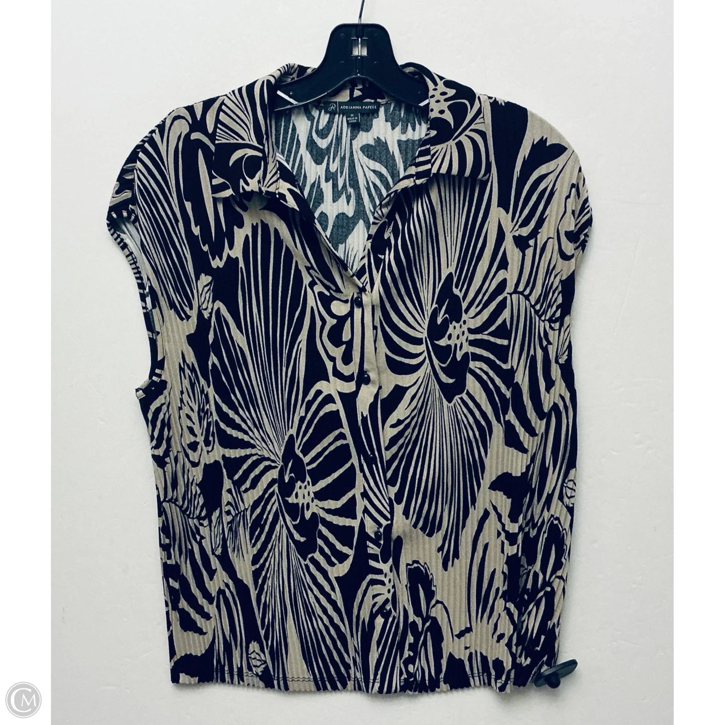 Top Sleeveless By Adrianna Papell In Black & Cream, Size: M