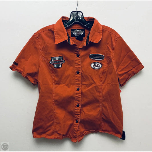 Top Short Sleeve By Harley Davidson In Orange, Size: Xl