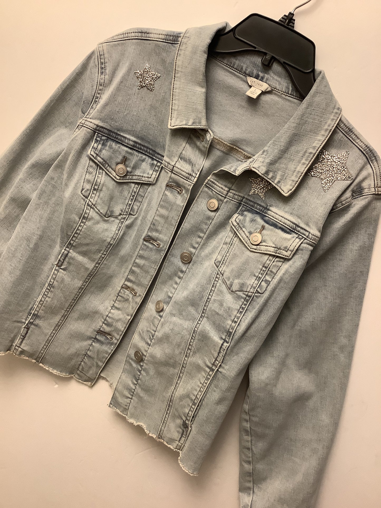 Jacket Denim By Clothes Mentor In Navy, Size: L