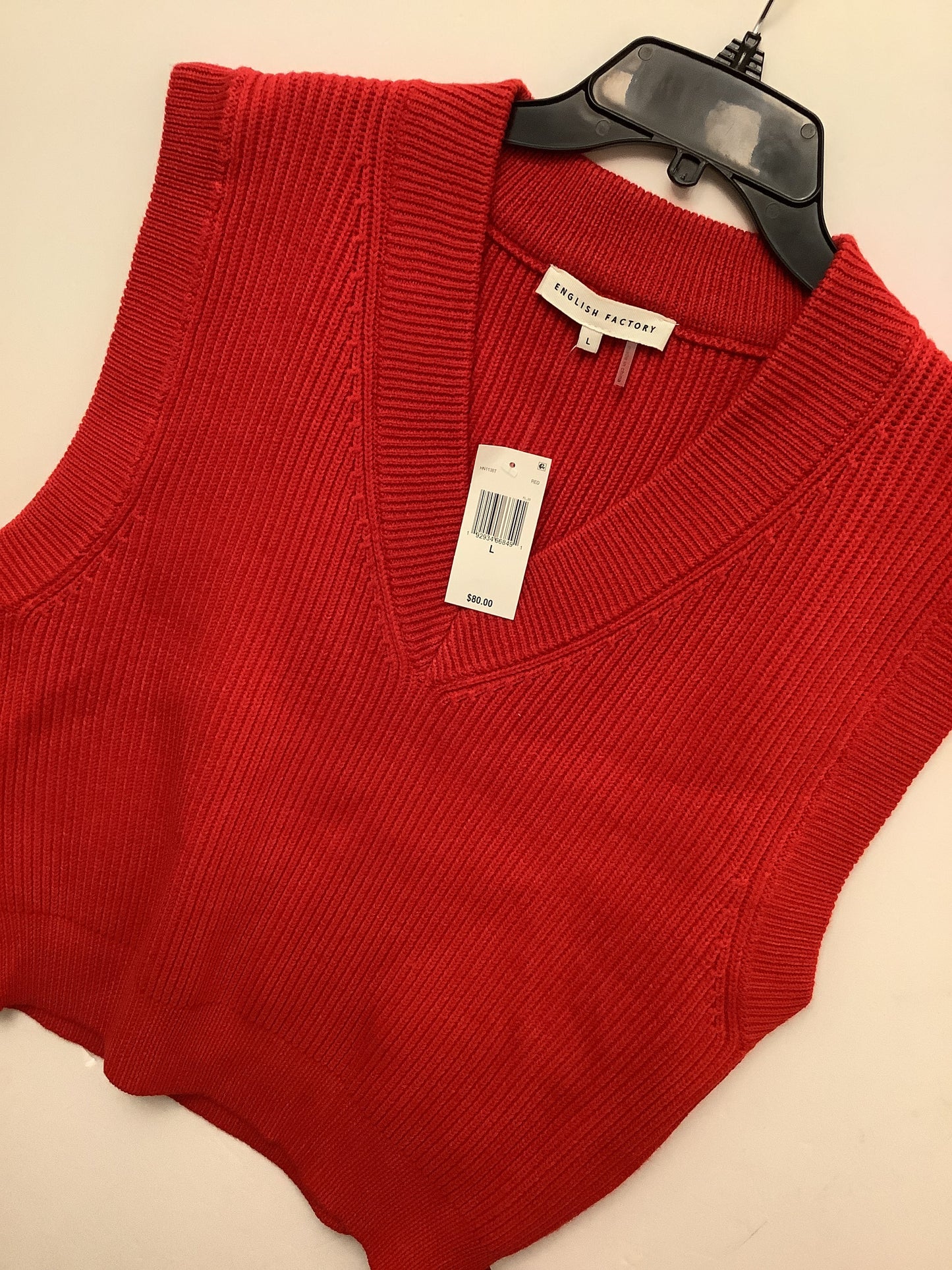 Vest Sweater By English Factory In Red, Size: L