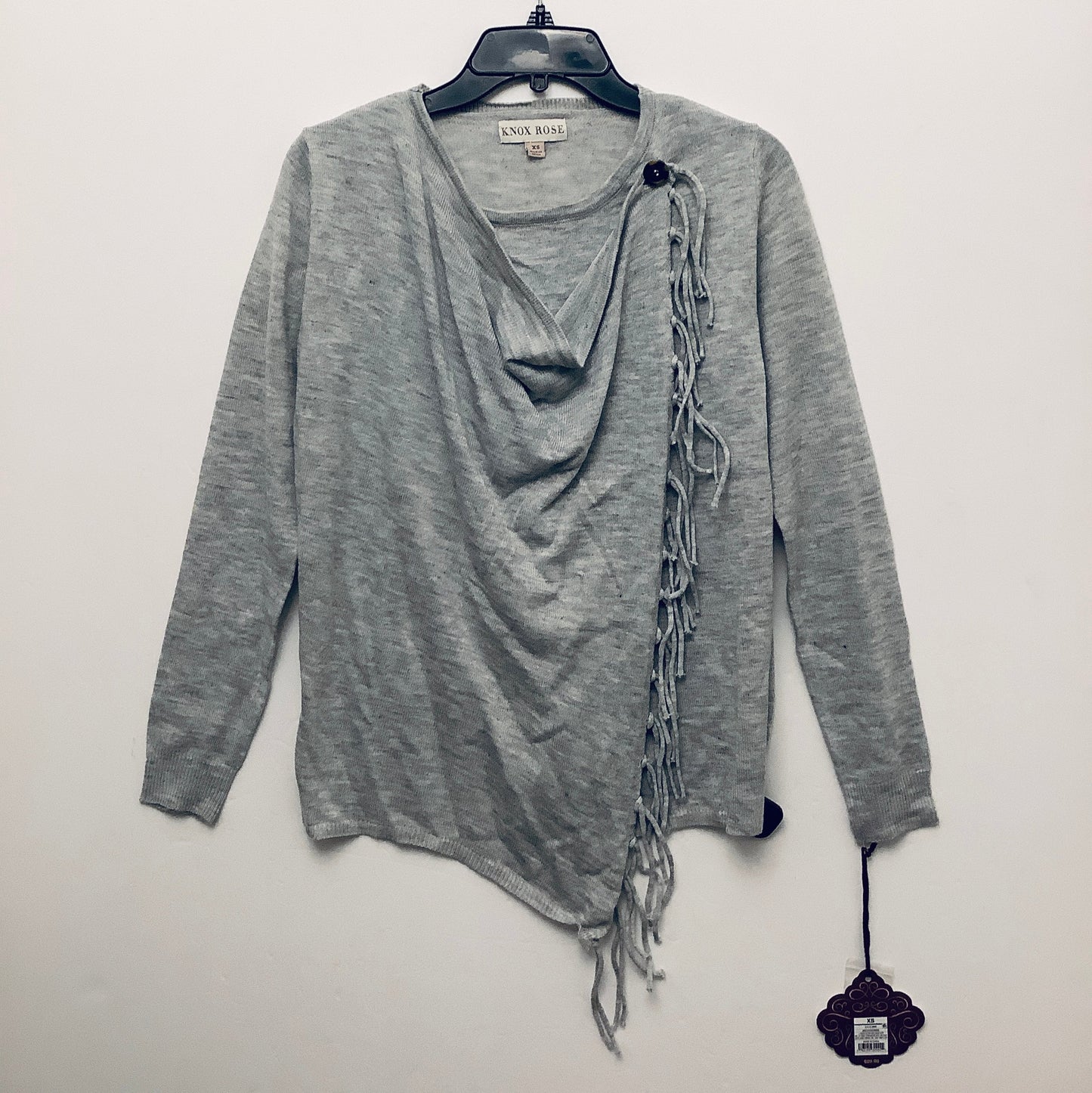 Top Long Sleeve By Knox Rose In Grey, Size: Xs