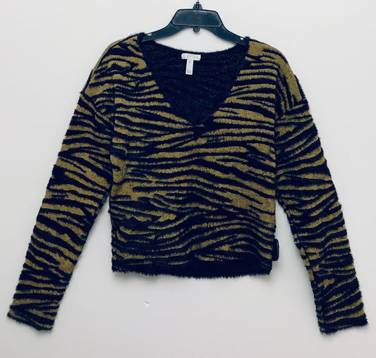 Top Long Sleeve By Leith In Black & Yellow, Size: M