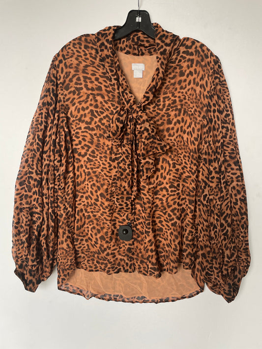 Animal Print Top Long Sleeve Chicos, Size 2x