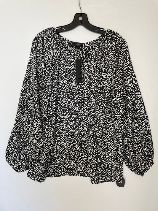 Top Long Sleeve By Belldini In Black & White, Size: Xl