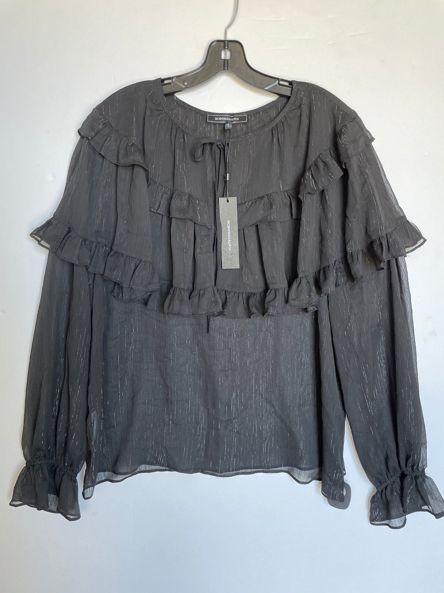 Top Long Sleeve By Bcbgmaxazria In Black, Size: Xl