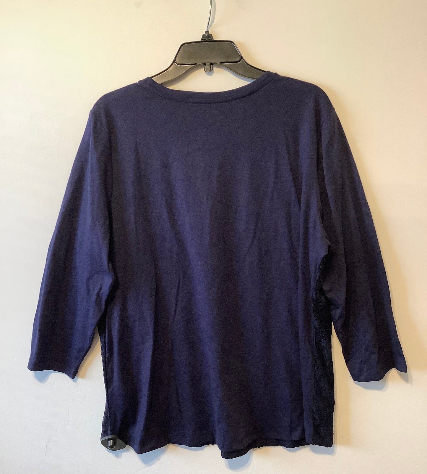 Top Short Sleeve By Laura Scott In Navy, Size: Xxl