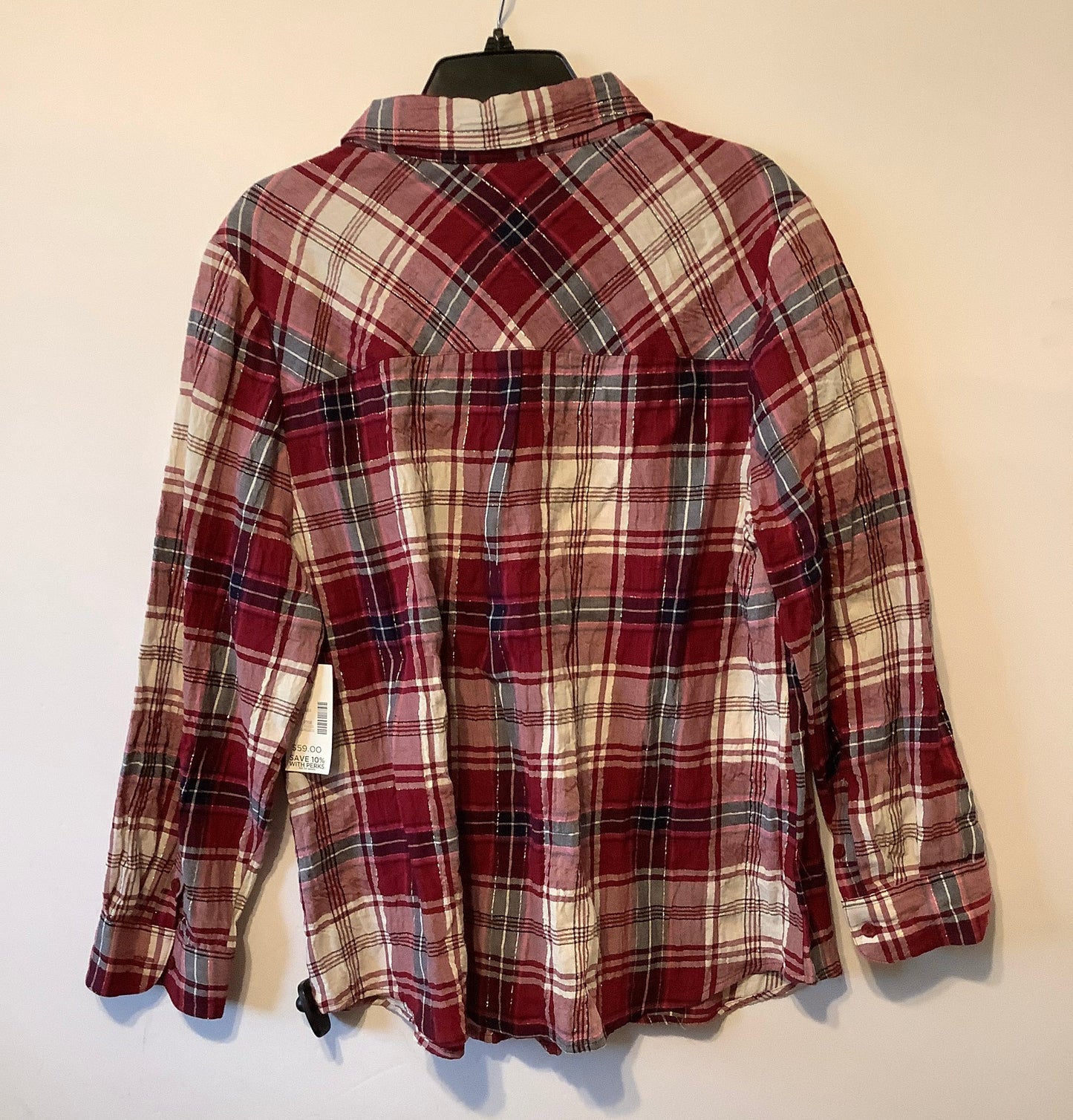 Top Long Sleeve By Catherines In Plaid Pattern, Size: 1x