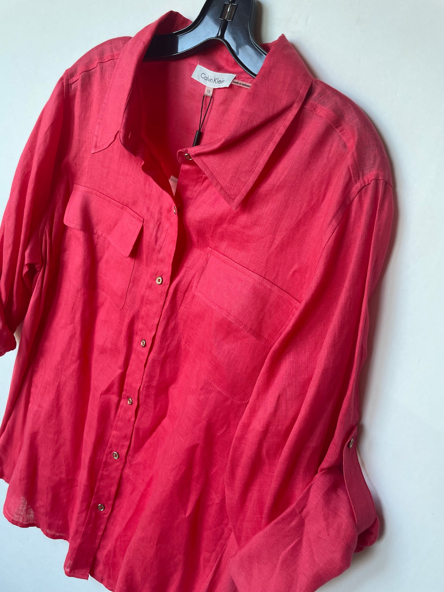 Top Short Sleeve By Calvin Klein In Pink, Size: 1x