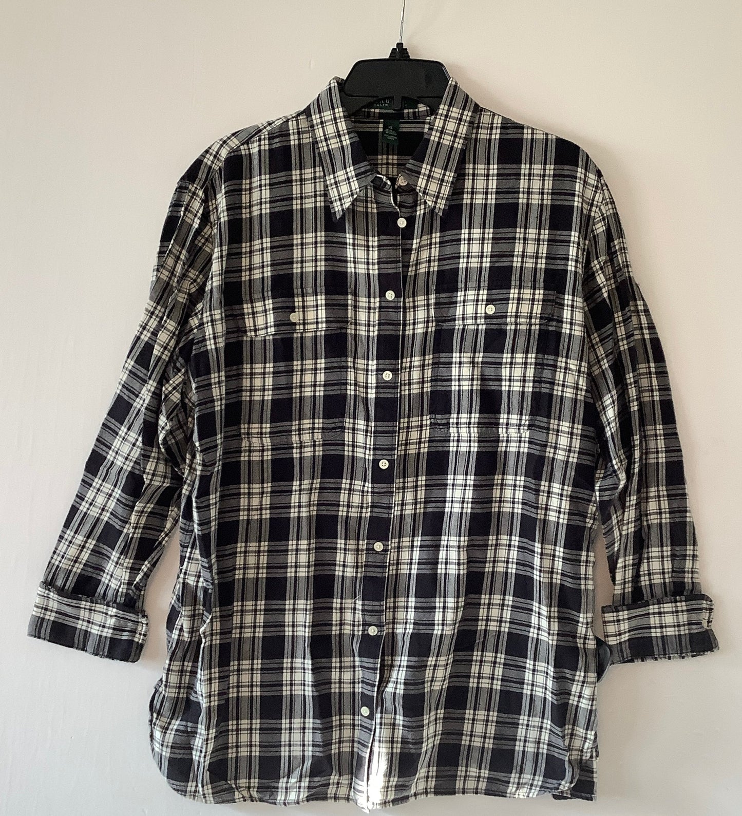 Top Long Sleeve By Lauren By Ralph Lauren In Plaid Pattern, Size: Xl