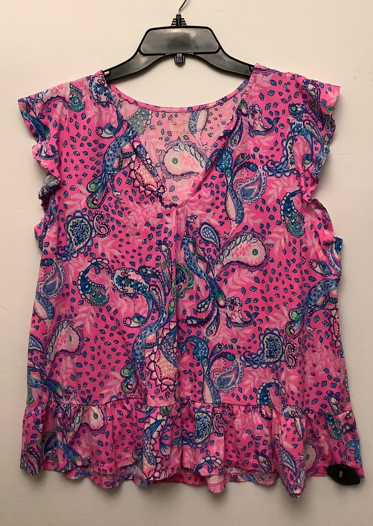 Top Short Sleeve Designer By Lilly Pulitzer In Pink, Size: L