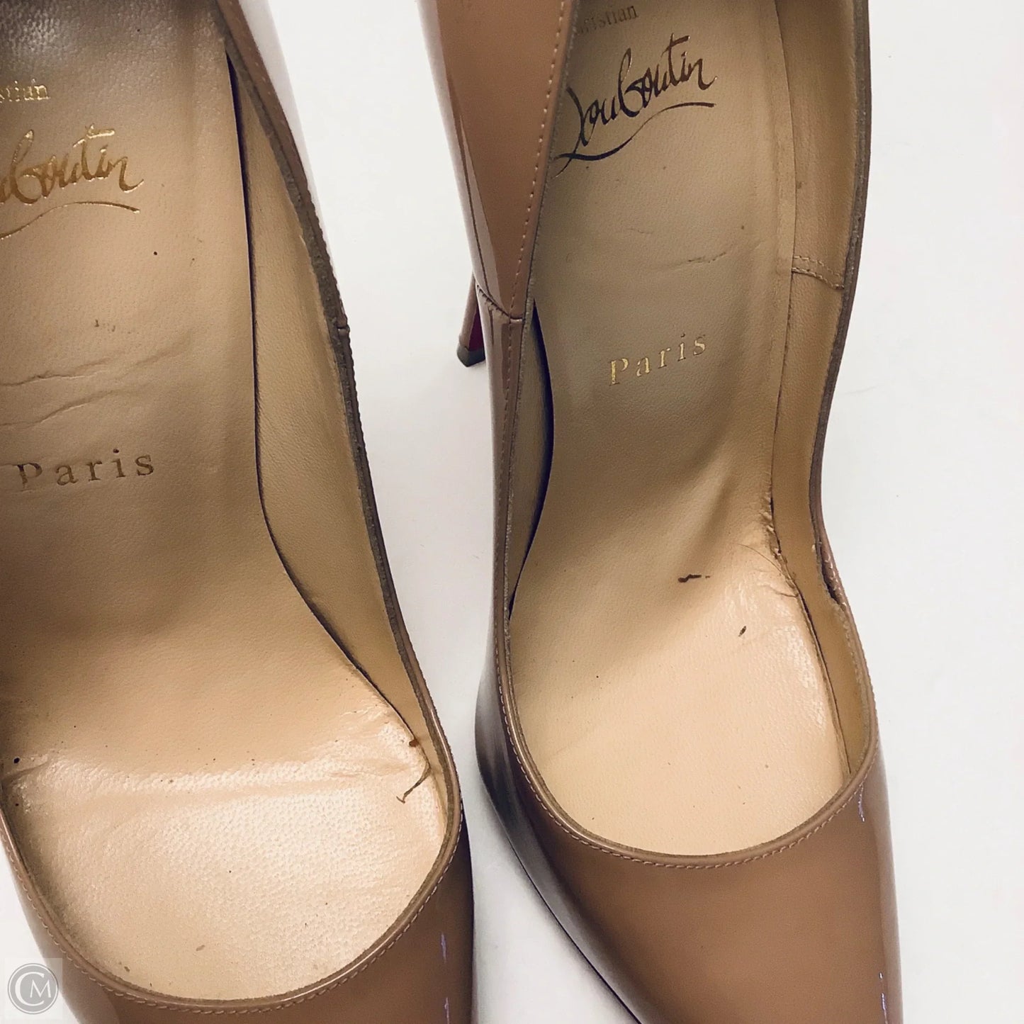 Shoes Luxury Designer By Christian Louboutin In Tan, Size: 7