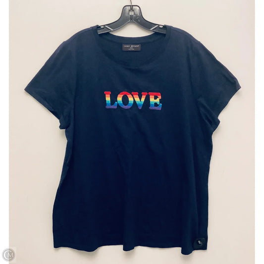 Top Short Sleeve By Lane Bryant In Navy, Size: Xxl