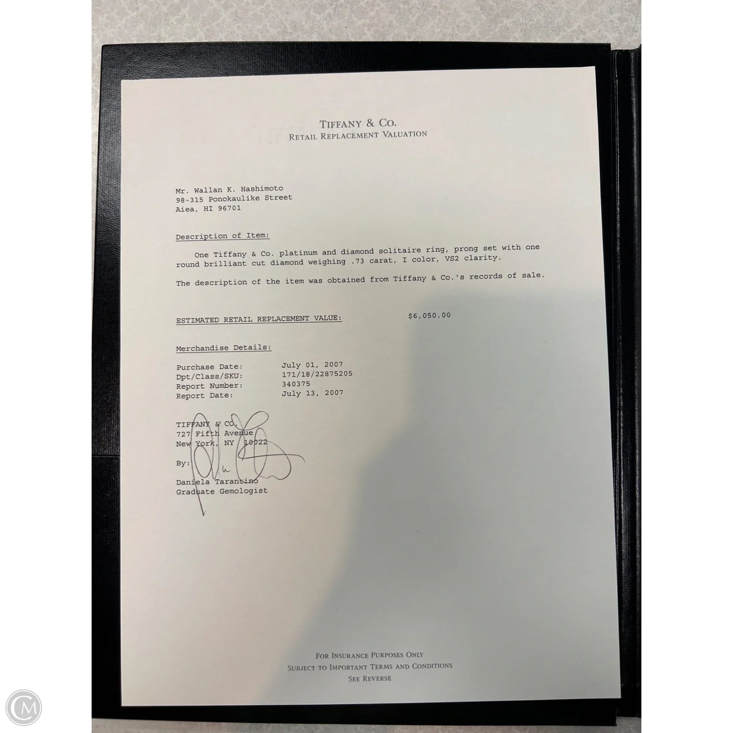 Ring Luxury Designer By Tiffany And Company, Size: 5.5