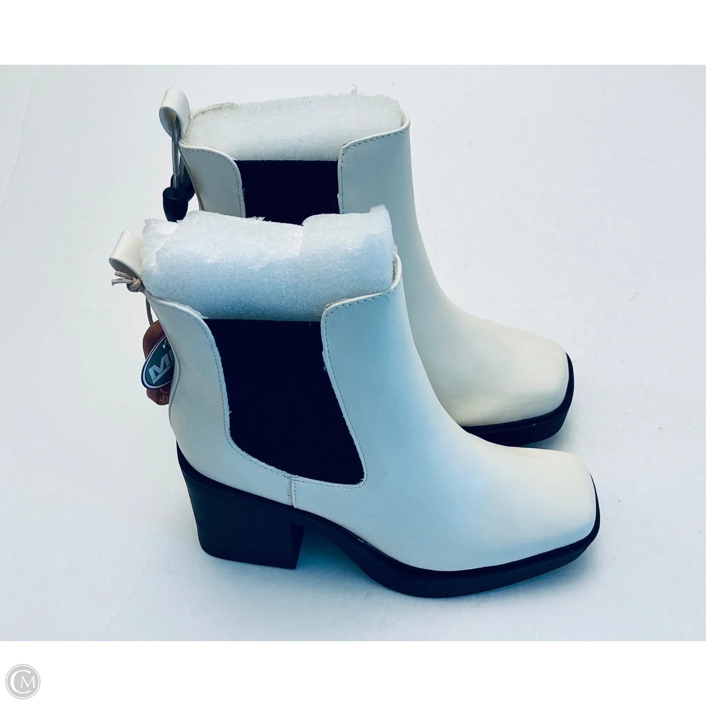 Boots Ankle Heels By Mia In Black & White, Size: 6.5