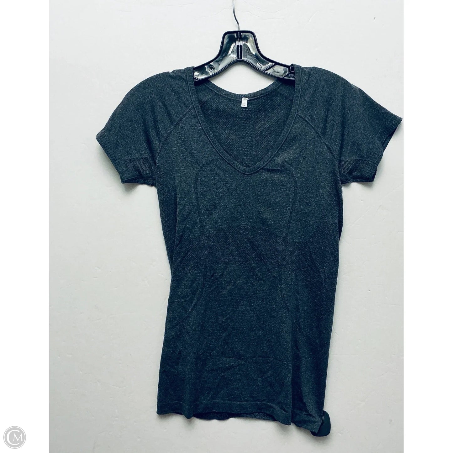 Athletic Top Short Sleeve By Lululemon In Grey, Size: 6