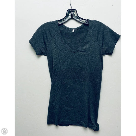 Athletic Top Short Sleeve By Lululemon In Grey, Size: 6