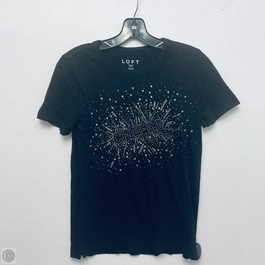 Top Short Sleeve By Loft In Black & Gold, Size: Xxs