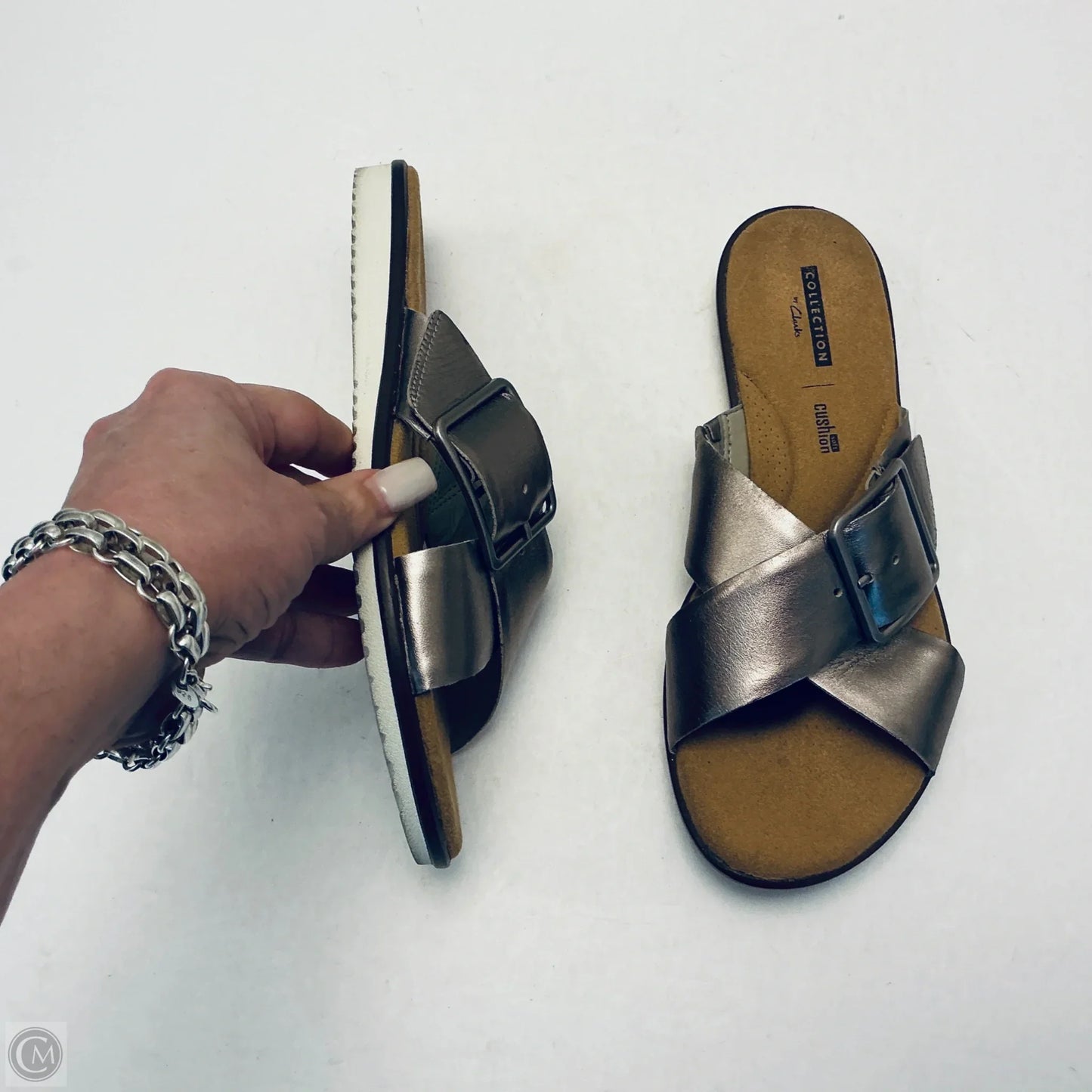 Sandals Flats By Clarks In Grey, Size: 8.5