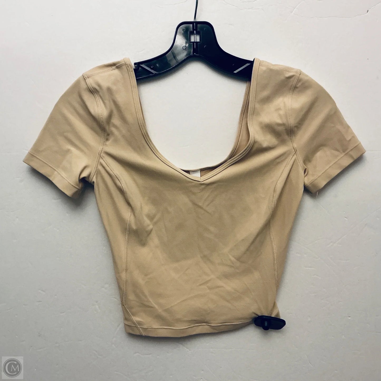 Athletic Top Short Sleeve By Lululemon In Tan, Size: 2