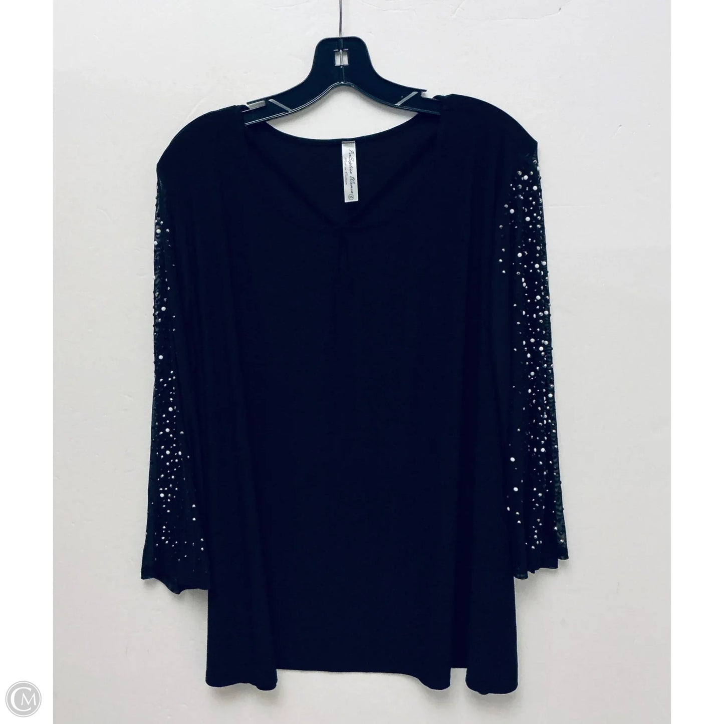 Top Long Sleeve By Perseption Concept In Black, Size: 3x