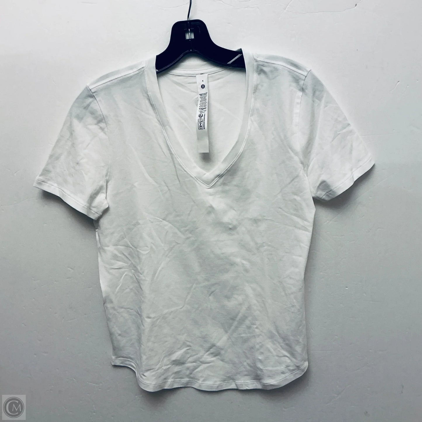 Athletic Top Short Sleeve By Lululemon In White, Size: 4