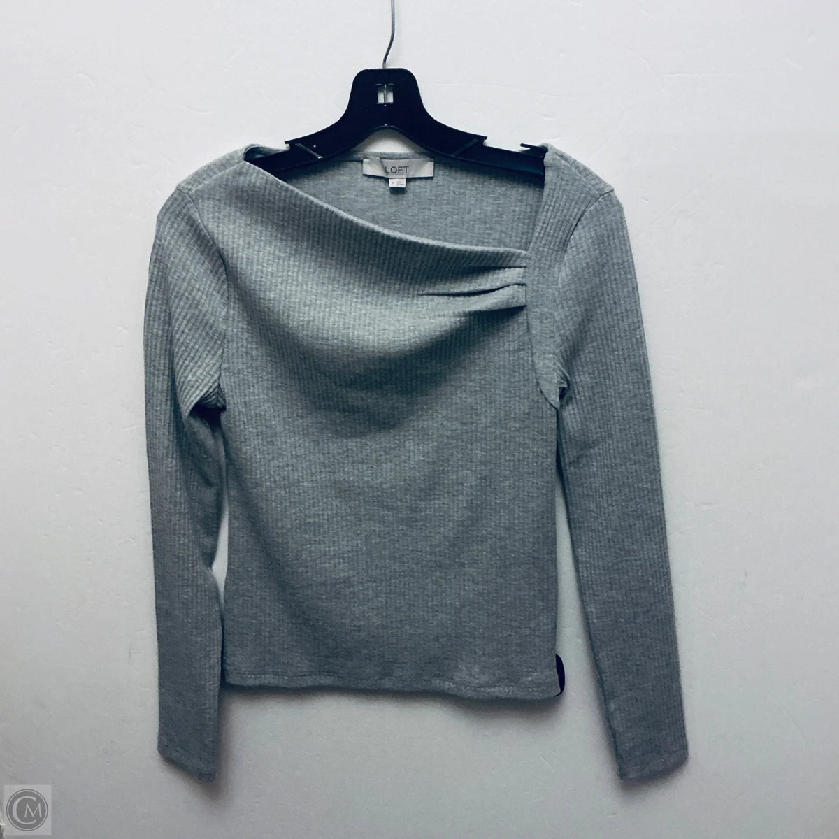 Top Long Sleeve Basic By Loft In Grey, Size: M