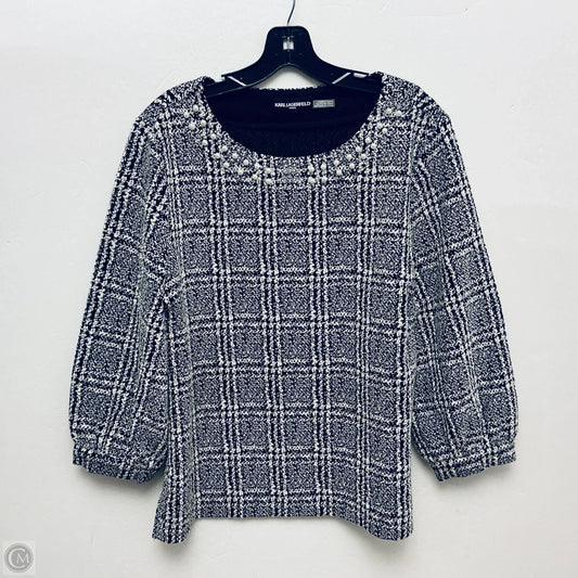Top Long Sleeve Designer By Karl Lagerfeld In Black & White, Size: L