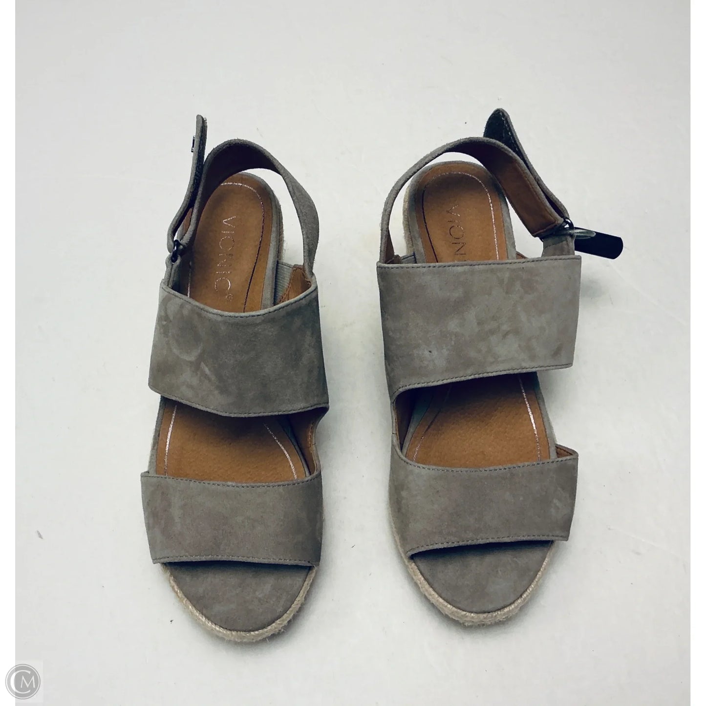 Sandals Heels Wedge By Vionic In Grey, Size: 8.5
