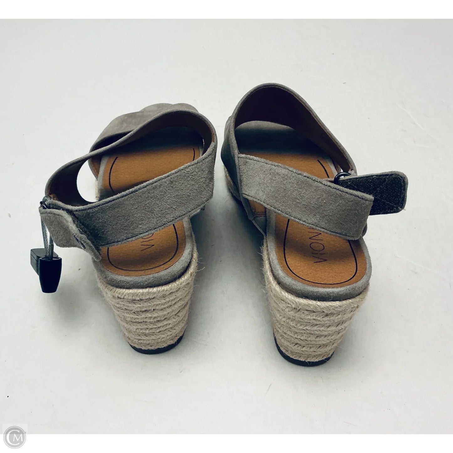 Sandals Heels Wedge By Vionic In Grey, Size: 8.5