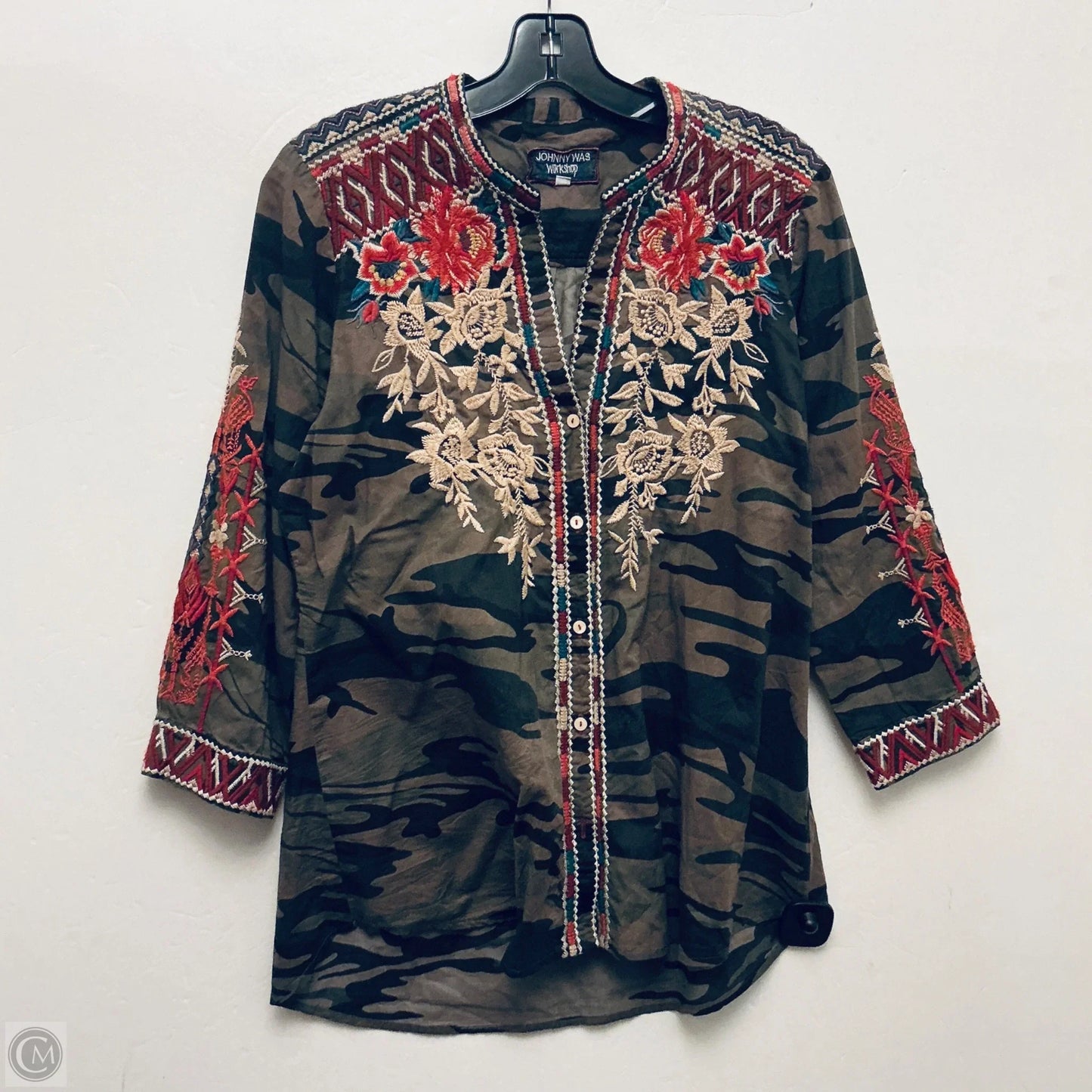 Top Long Sleeve By Johnny Was In Floral Print, Size: M