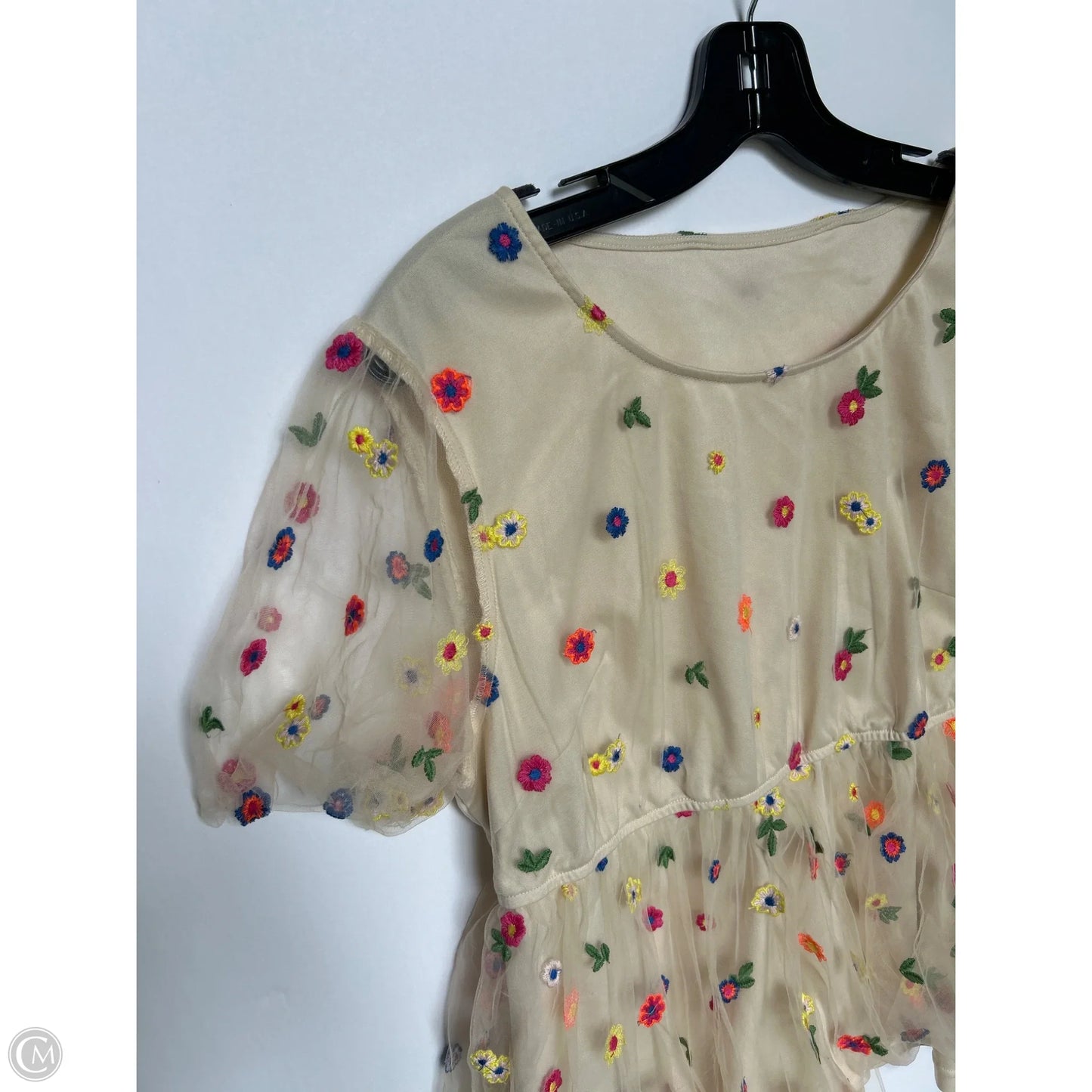 Top Short Sleeve By Shein In Floral Print, Size: 2x