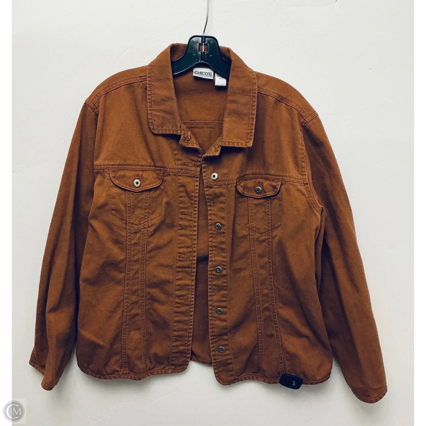 Jacket Shirt By Chicos In Brown, Size: Xl