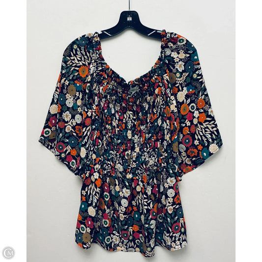Top Long Sleeve By Chenault In Floral Print, Size: 2x