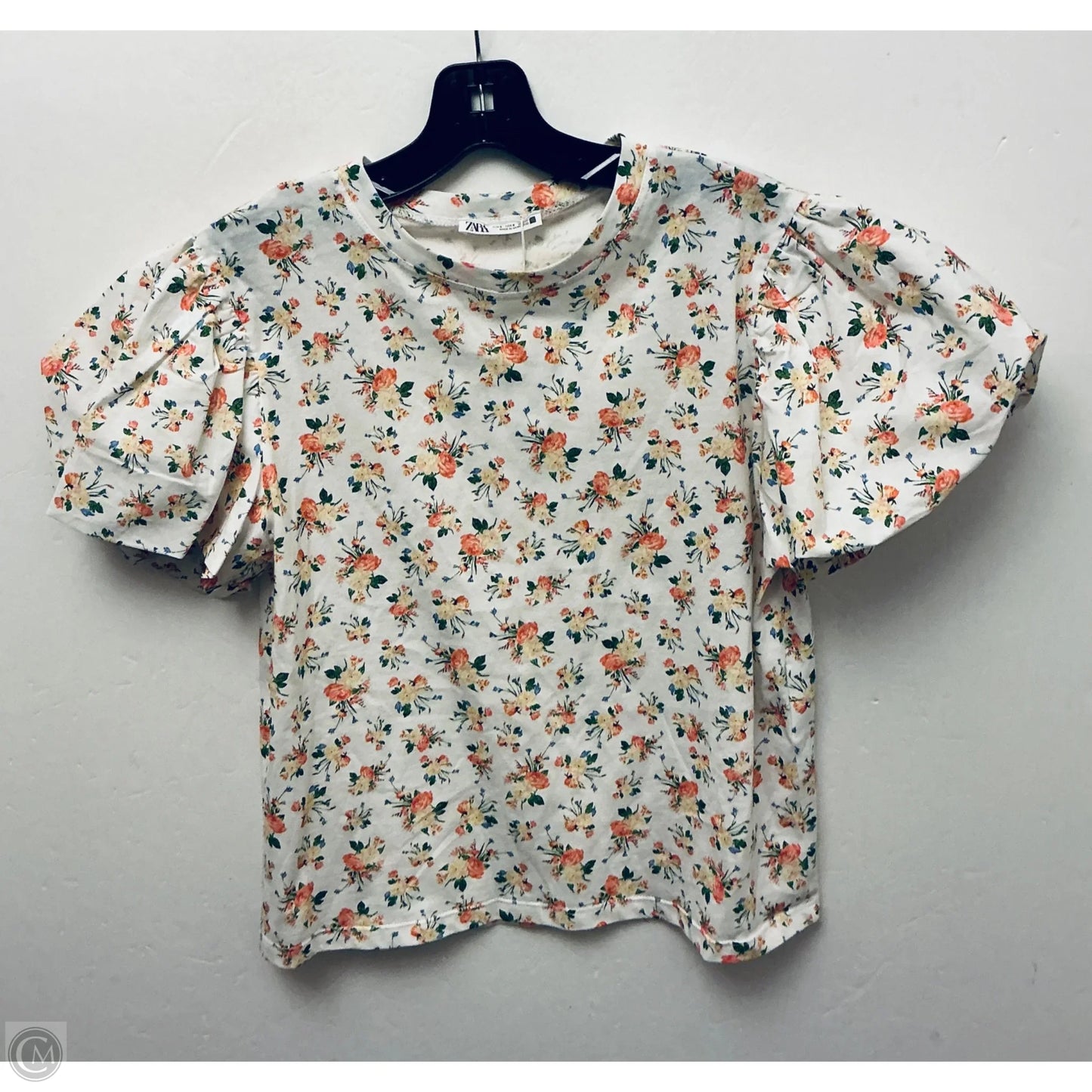 Top Short Sleeve By Zara In Floral Print, Size: S