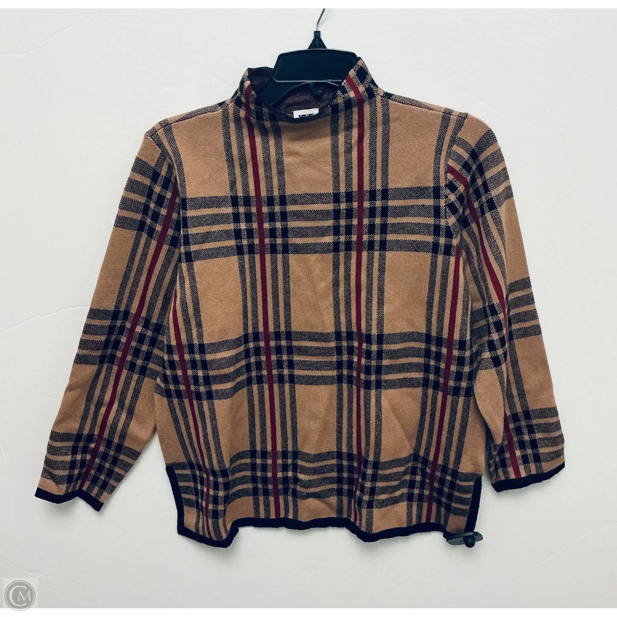 Sweater By Anne Klein In Plaid Pattern, Size: S