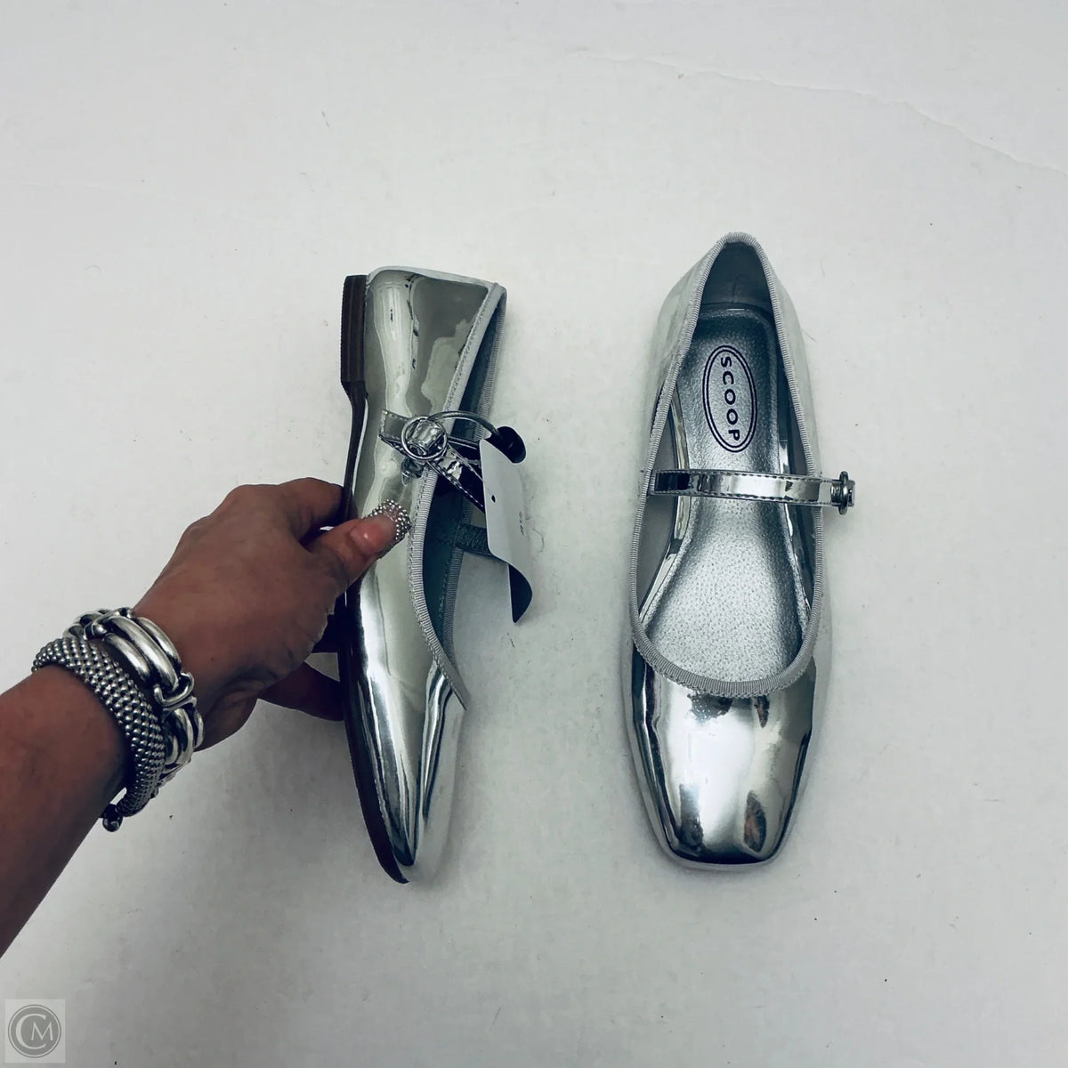Shoes Flats By Scoop In Silver, Size: 8.5