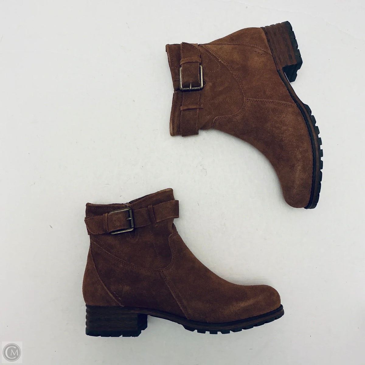 Boots Ankle Flats By Clarks In Brown, Size: 8.5