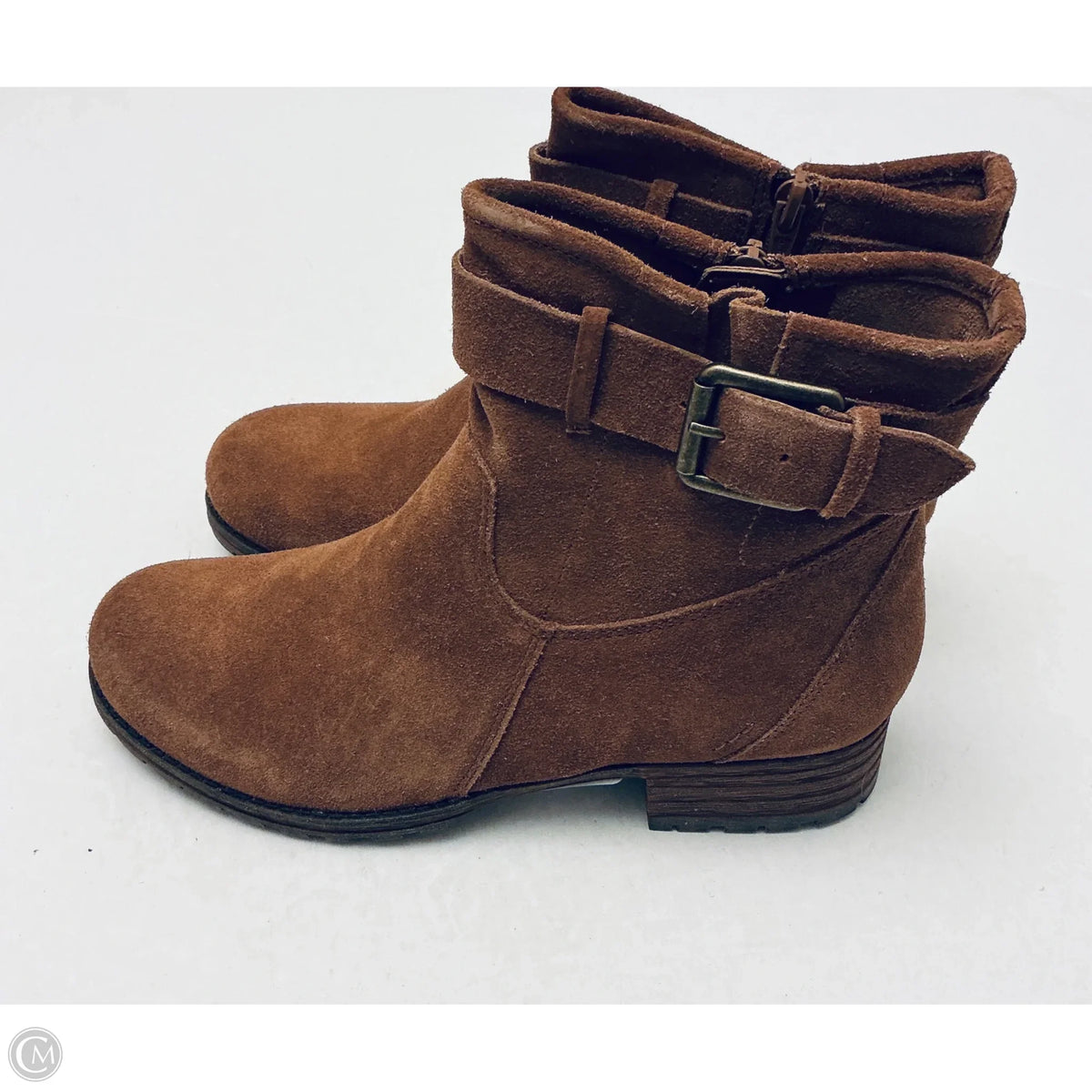 Boots Ankle Flats By Clarks In Brown, Size: 8.5