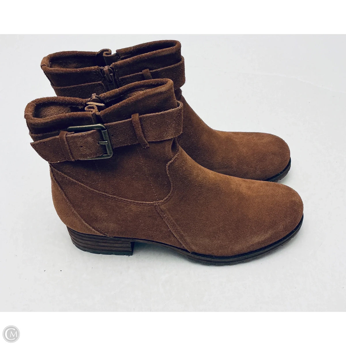 Boots Ankle Flats By Clarks In Brown, Size: 8.5