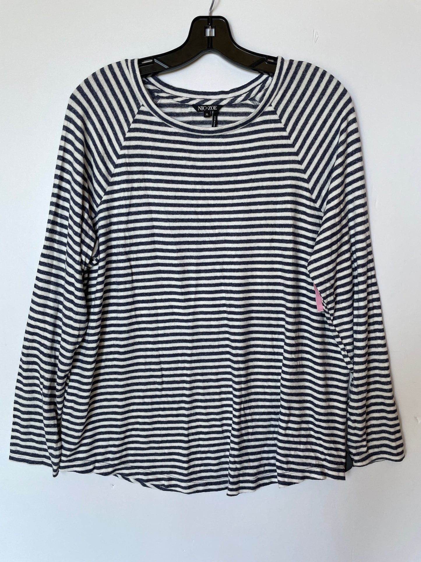 Striped Pattern Top Long Sleeve Basic Nic + Zoe, Size Xl