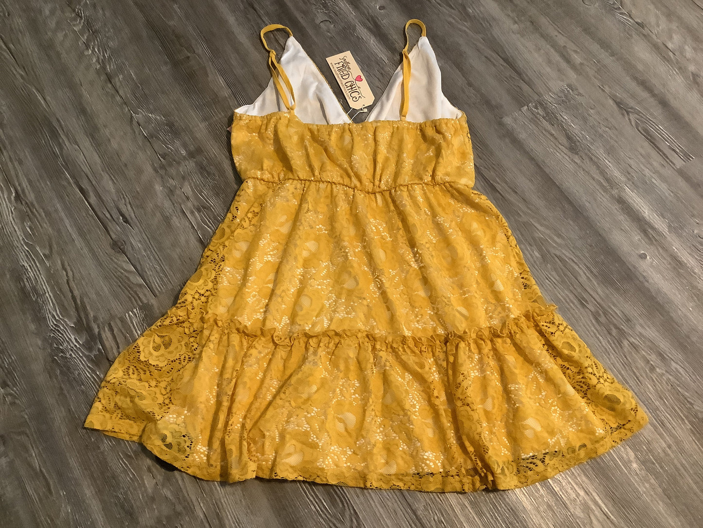Yellow Dress Casual Short Clothes Mentor, Size L